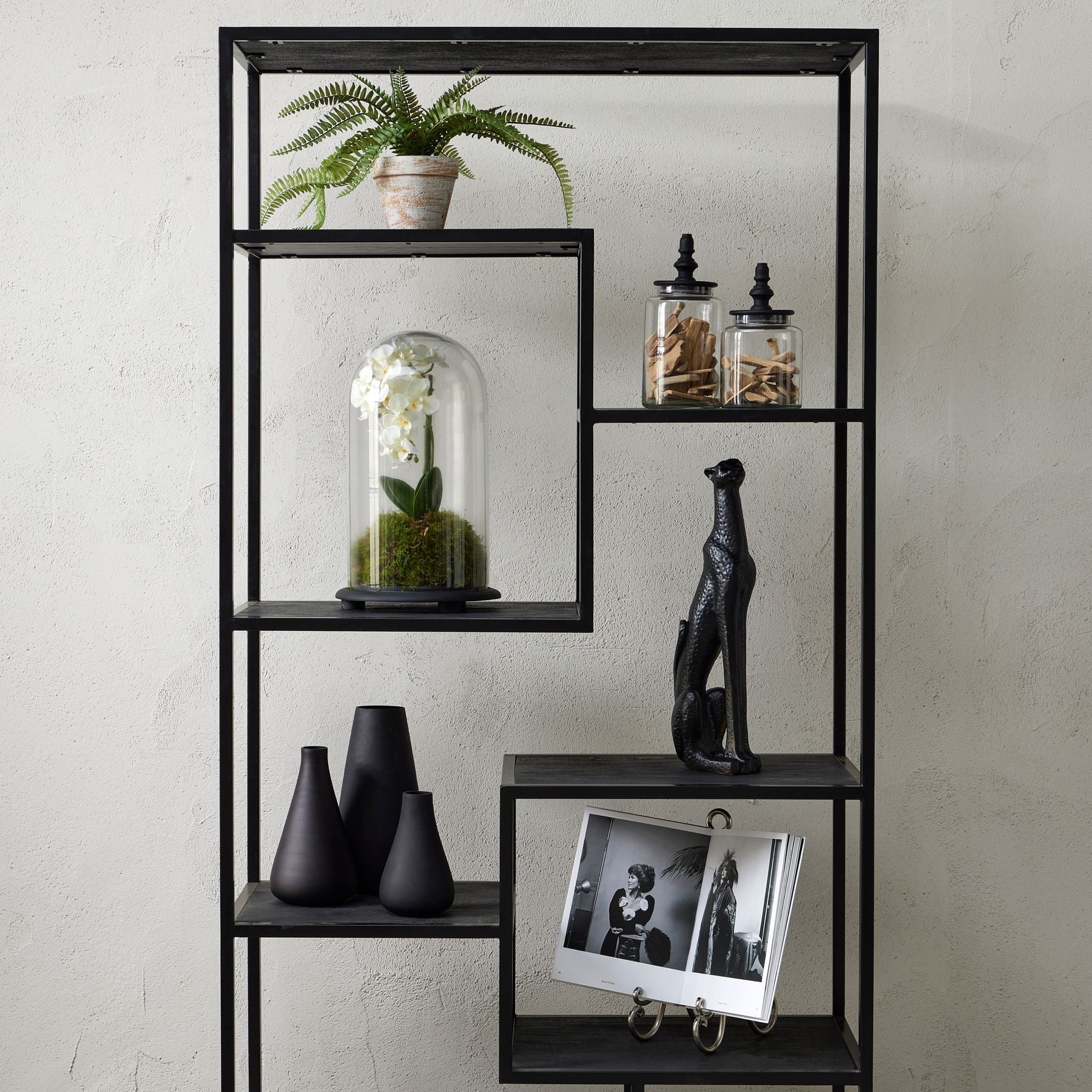 Black Tapered Glass Vase – Handcrafted Matte Finish