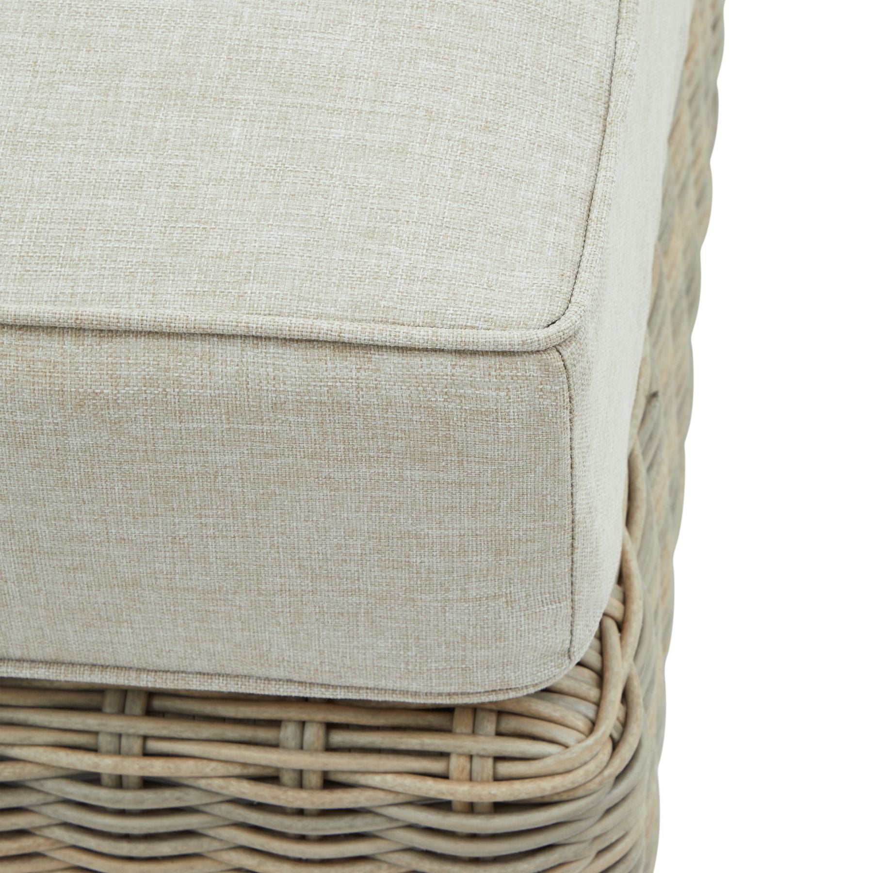 Wicker Outdoor Footstool – HDPE Weave with Olefin Cushion