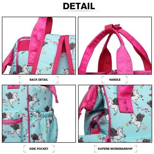 Miss Lulu Child's Unicorn Backpack with Pencil Case - Blue