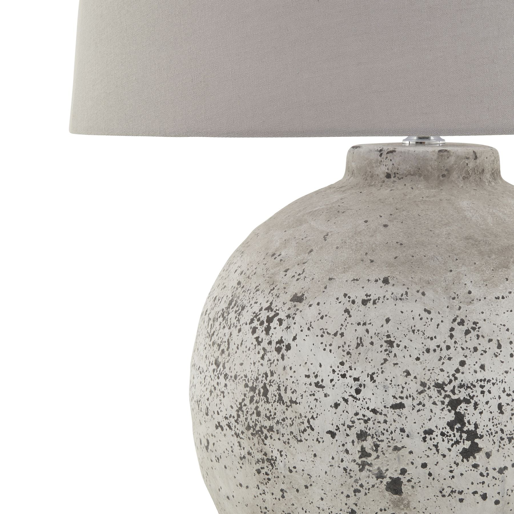 Tiber Large Stone Ceramic Lamp with Grey Shade – 54cm Rustic Modern Lighting