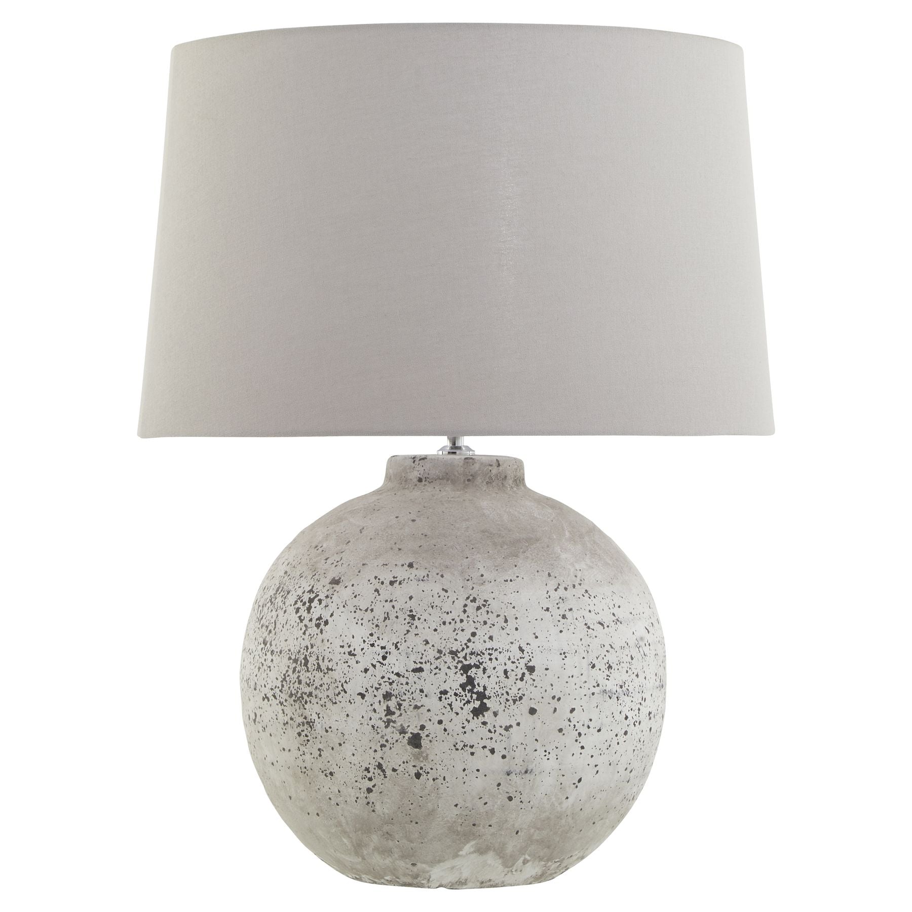 Tiber Large Stone Ceramic Lamp with Grey Shade – 54cm Rustic Modern Lighting