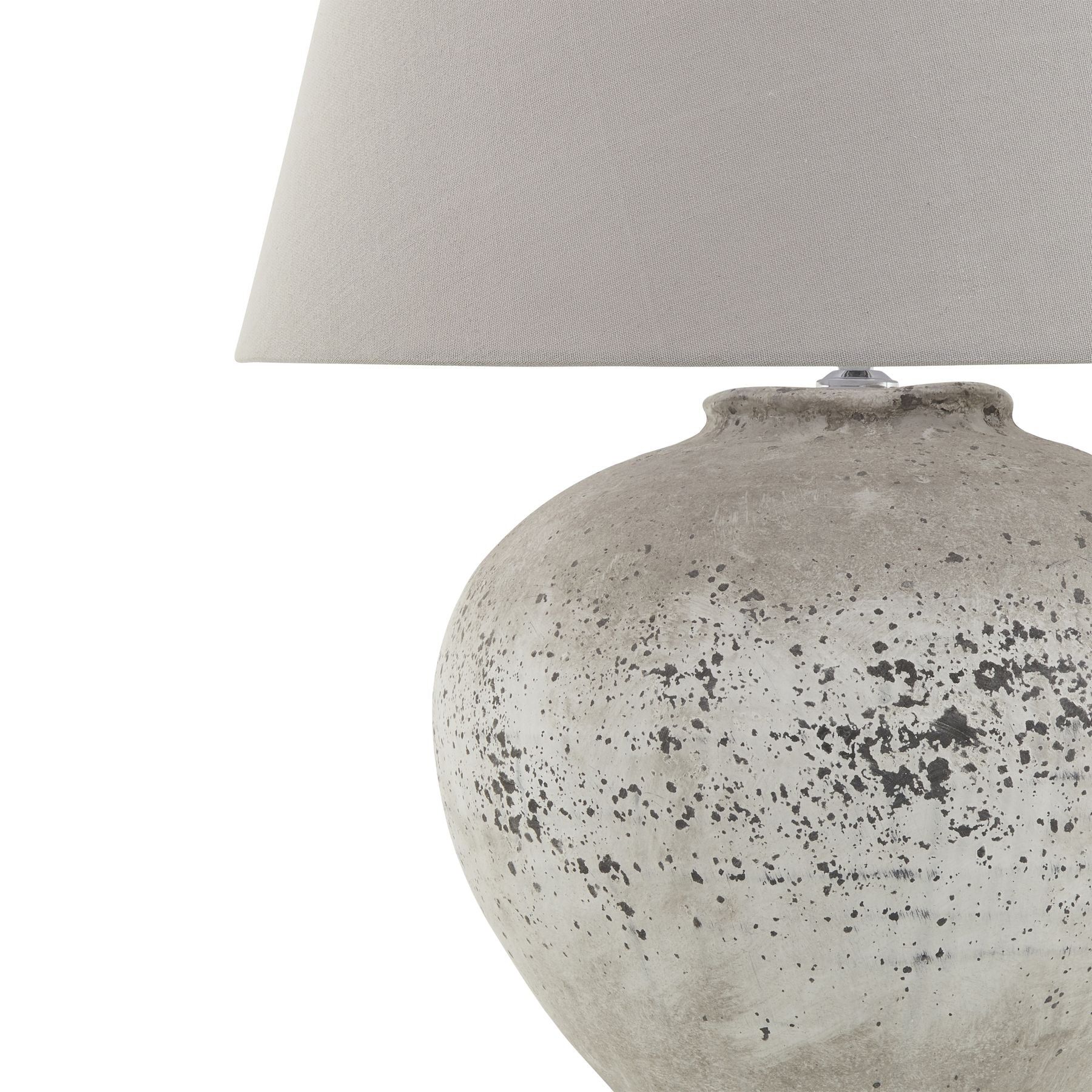 Regola Large Stone Ceramic Lamp with Grey Fabric Shade – Textured Modern Lighting