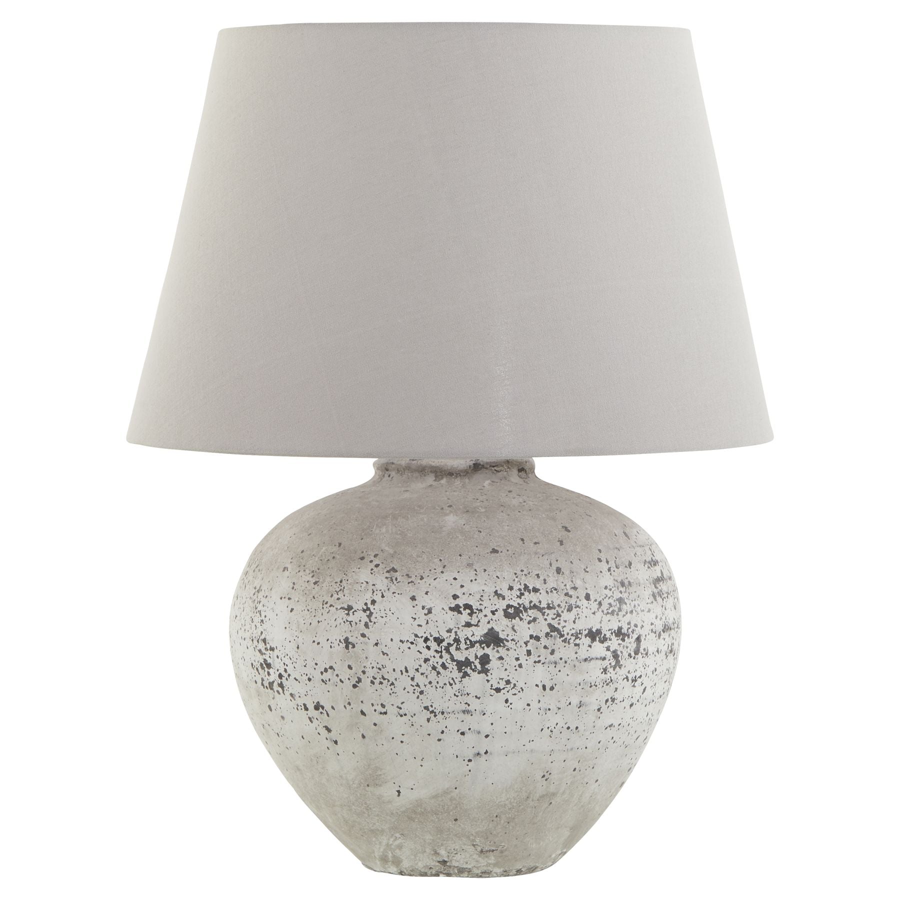 Regola Large Stone Ceramic Lamp with Grey Fabric Shade – Textured Modern Lighting