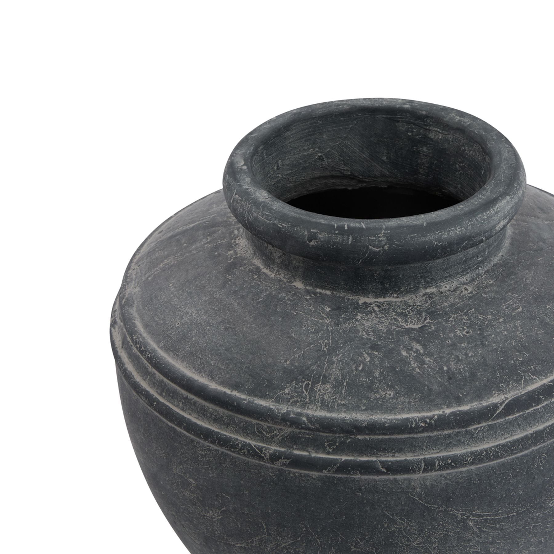 Amalfi Grey Ribbed Ceramic Water Pot – Mediterranean Country Cottage Decor