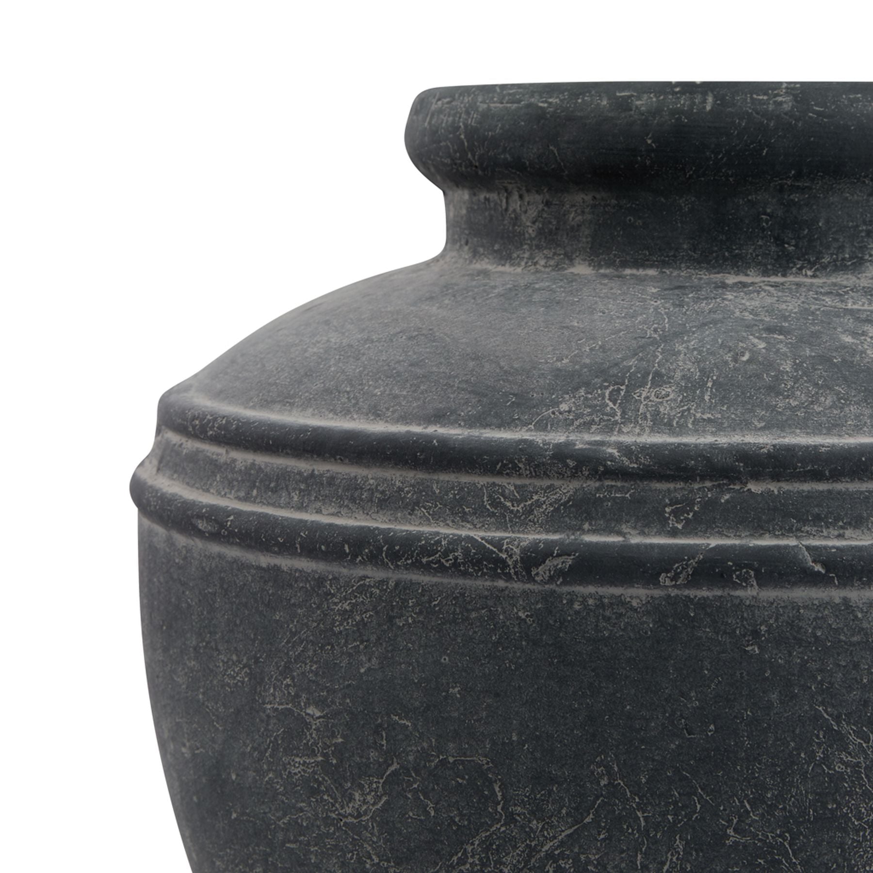 Amalfi Grey Ribbed Ceramic Water Pot – Mediterranean Country Cottage Decor