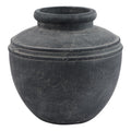 Amalfi Grey Ribbed Ceramic Water Pot – Mediterranean Country Cottage Decor