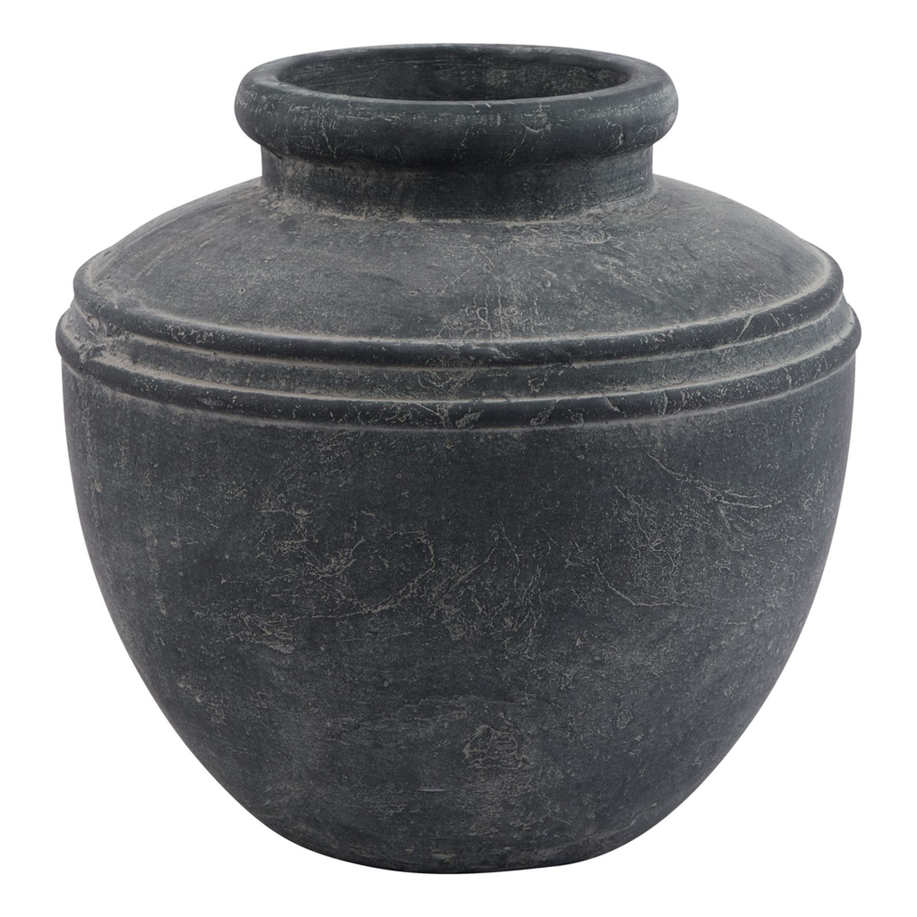 Amalfi Grey Ribbed Ceramic Water Pot – Mediterranean Country Cottage Decor