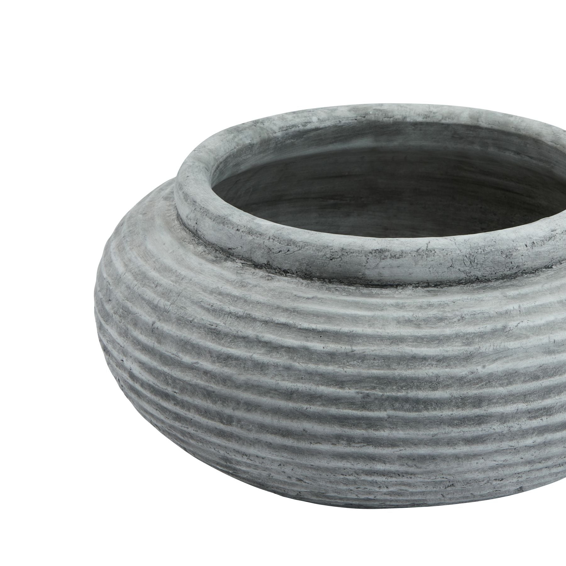 Ribbed Circular Ceramic Planter – Modern Textured Vase