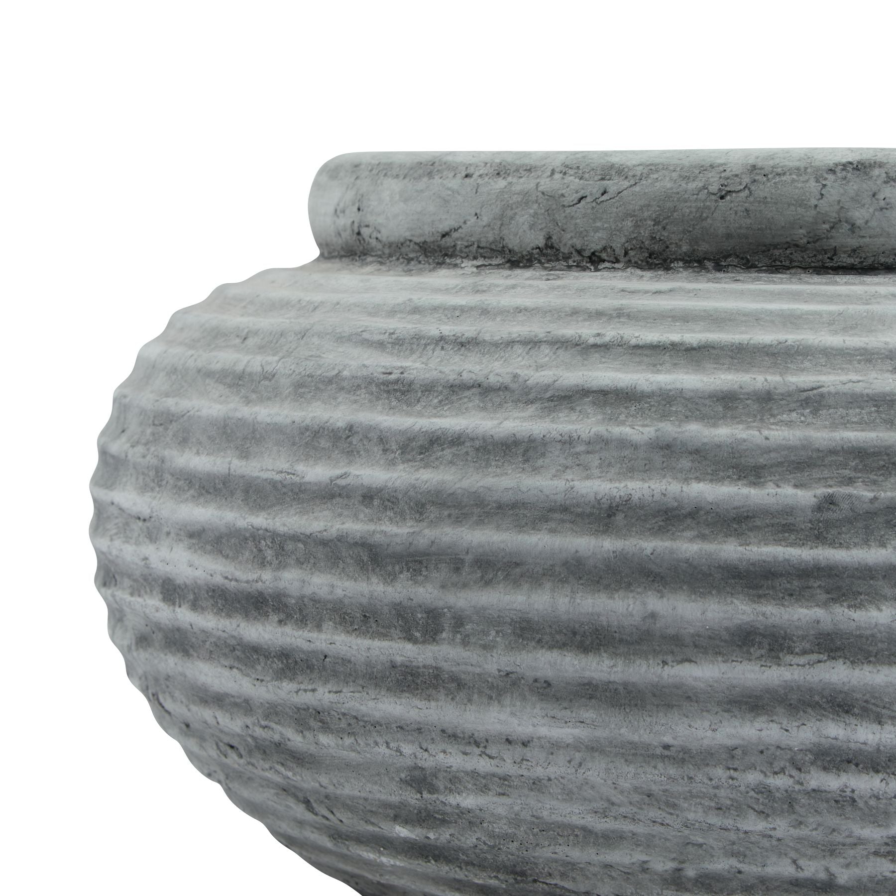 Ribbed Circular Ceramic Planter – Modern Textured Vase