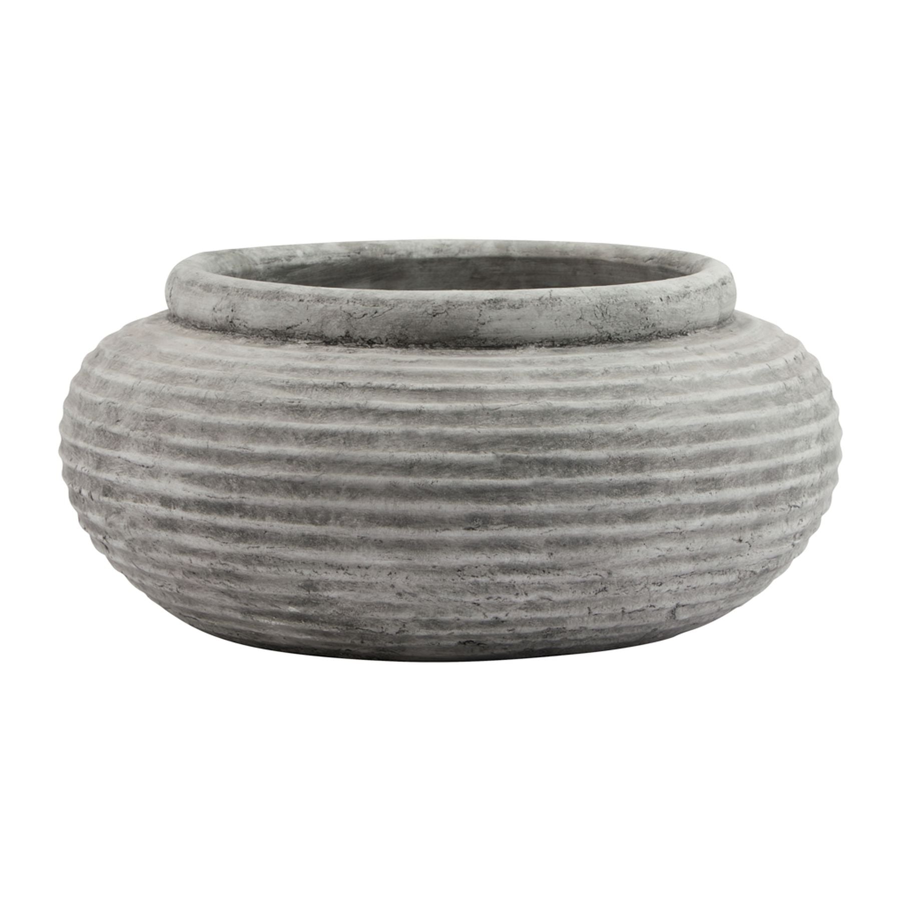 Ribbed Circular Ceramic Planter – Modern Textured Vase