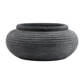 Amalfi Grey Round Ribbed Planter – Large Charcoal Bowl Pot