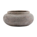 Siena Brown Round Ribbed Ceramic Planter – Textured Bowl Vase
