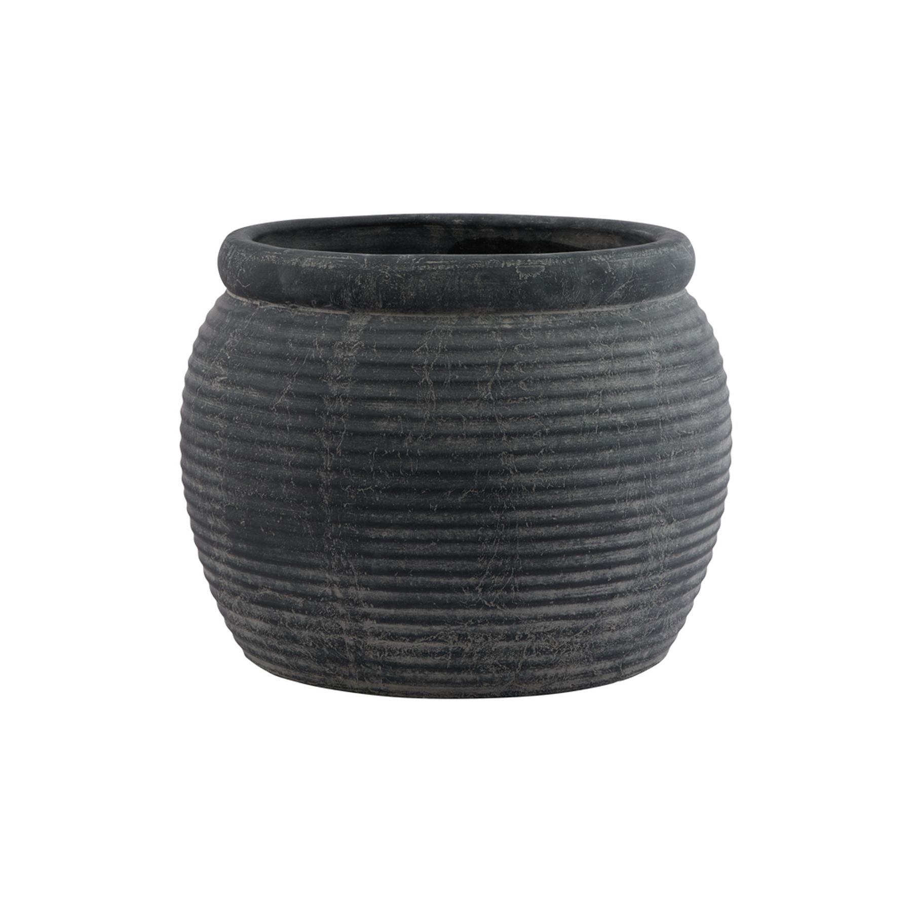 Amalfi Grey Rimmed Plant Pot - Modern Rustic Minimalist Indoor Planter