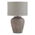 Siena Brown Table Lamp with Linen Shade – Rustic Ceramic Lighting Accent
