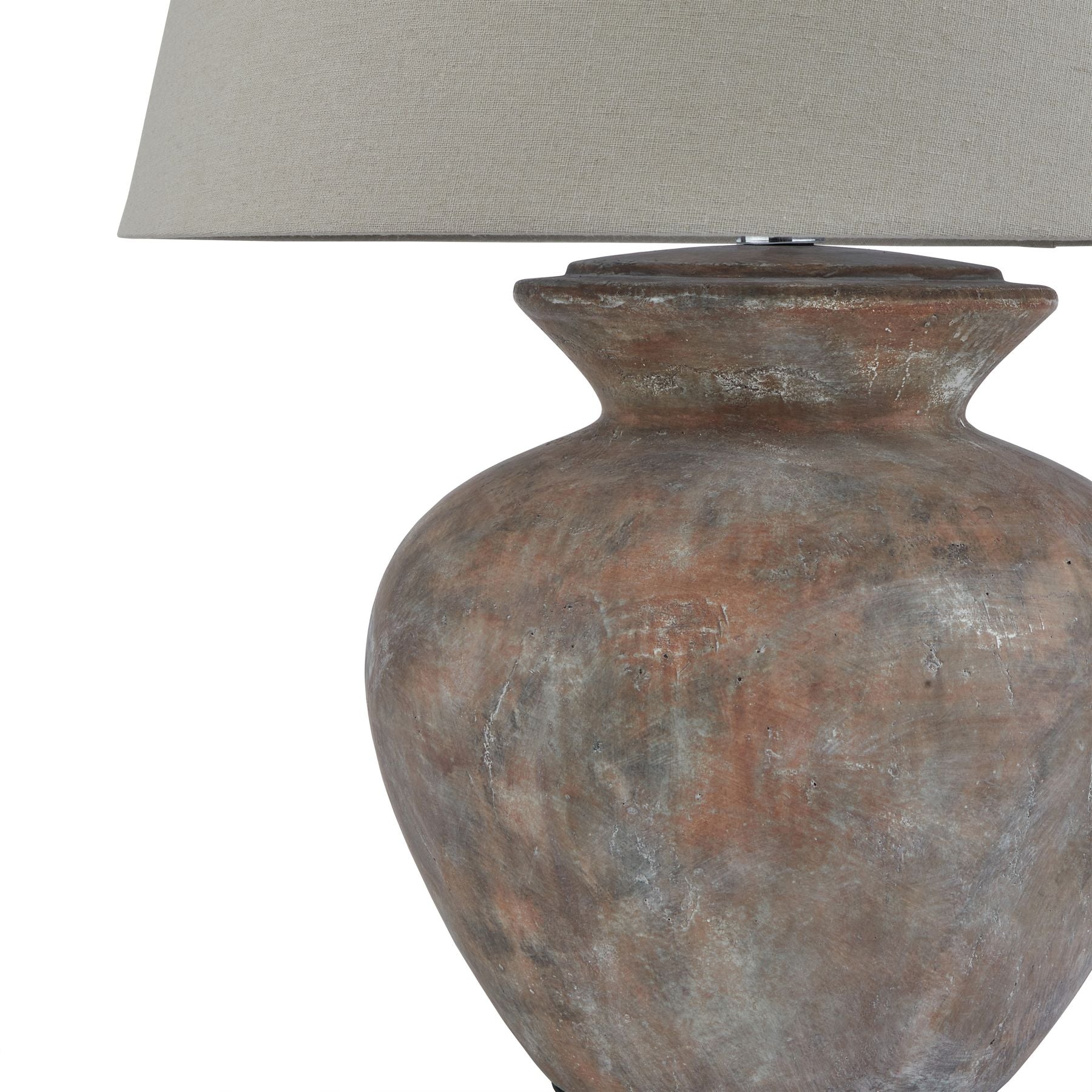 Siena Round Brown Ceramic Table Lamp | Artisanal Multi-Tonal Finish