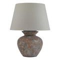 Siena Round Brown Ceramic Table Lamp | Artisanal Multi-Tonal Finish