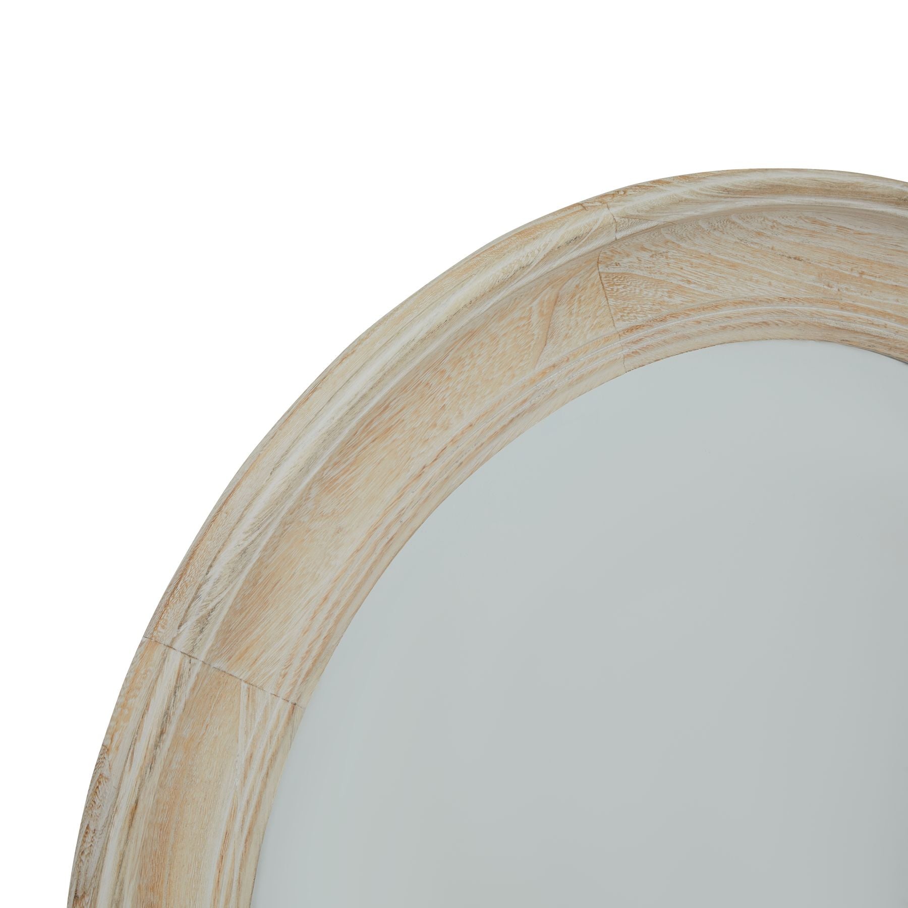 Washed Wood Round Framed Mirror 90cm Adaptable decorative piece Unique washed wood texture