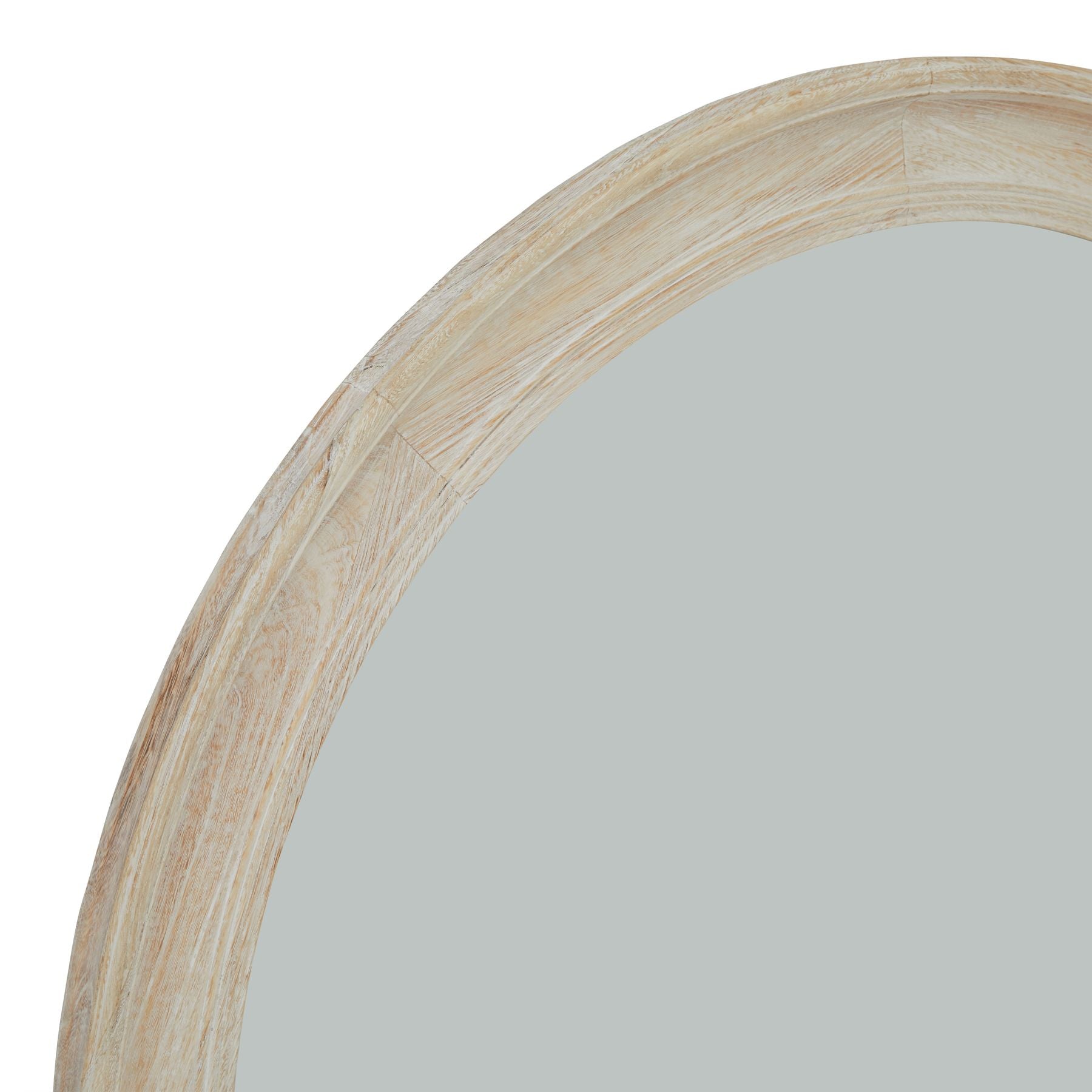 Washed Wood Round Framed Large Mirror 120cm