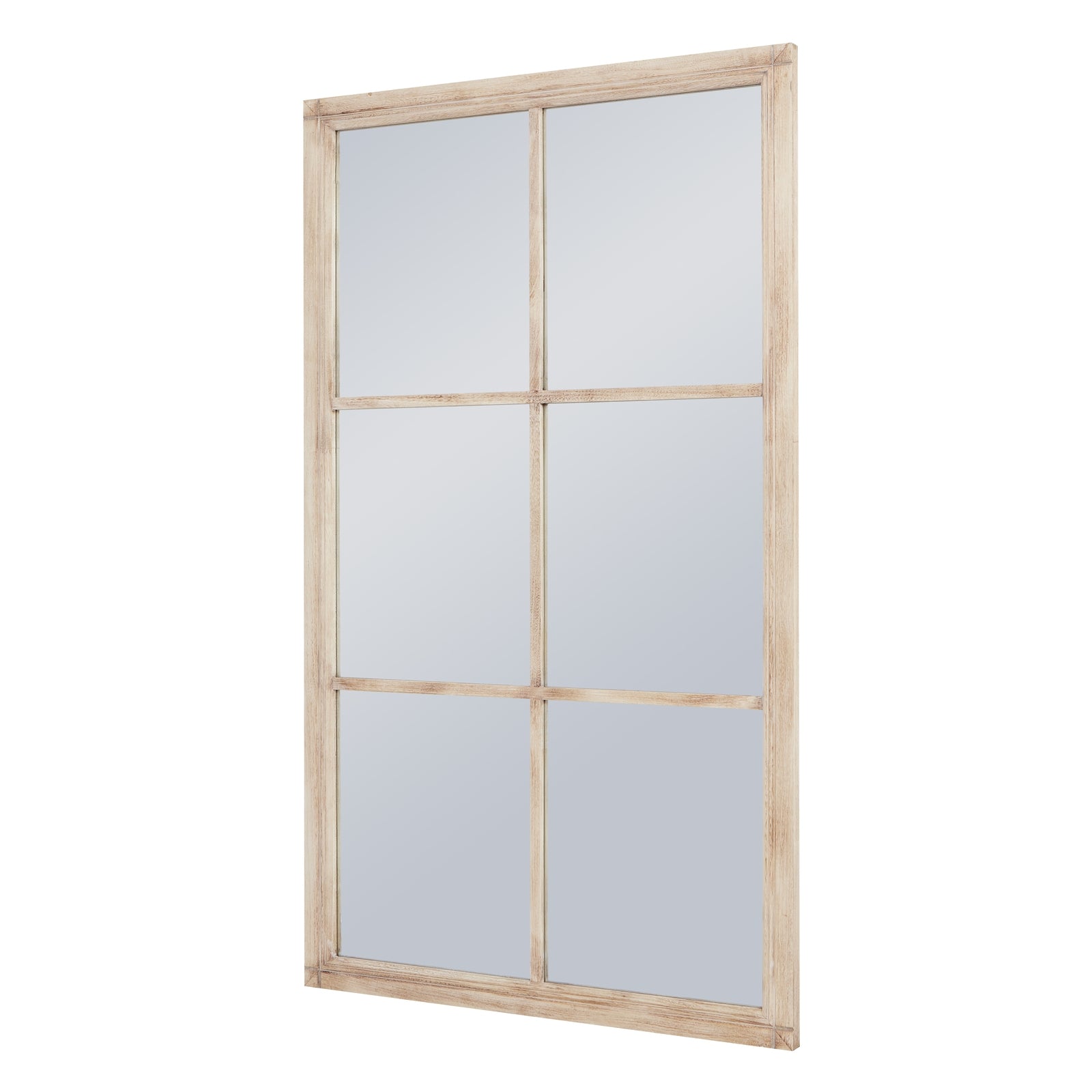 Washed Wood Large Window Mirror Weather-worn wood Multi-functional