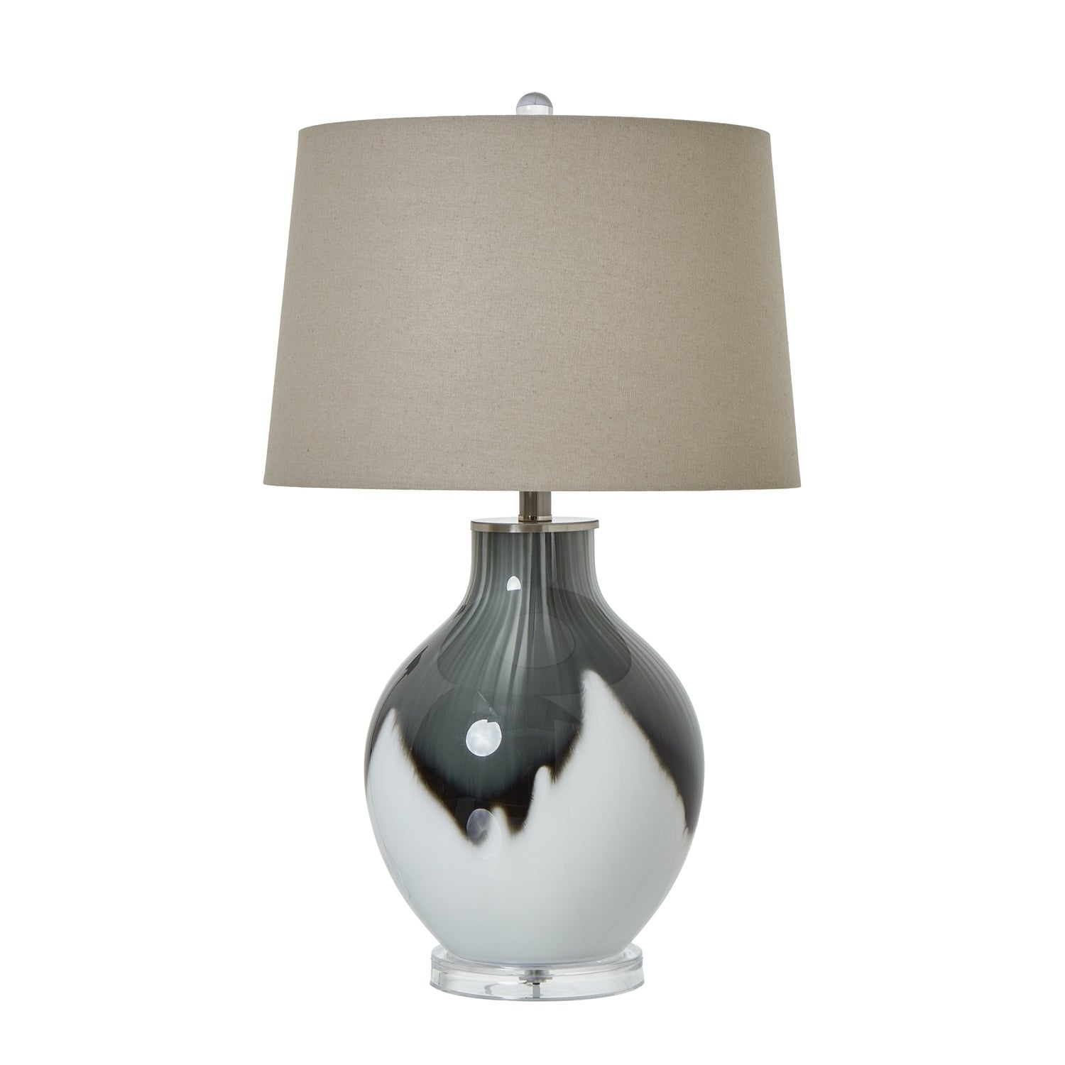 Grey Shadows Table Lamp with Ombre Glass Base & Linen Shade