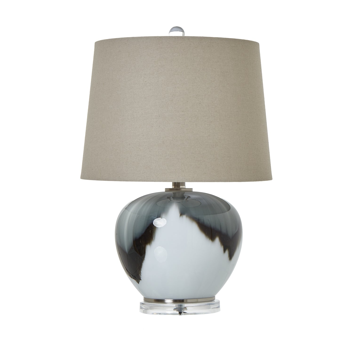 Grey Ombre Glass Table Lamp – Charcoal to Mist Gradient with Warm Glow - 50cm