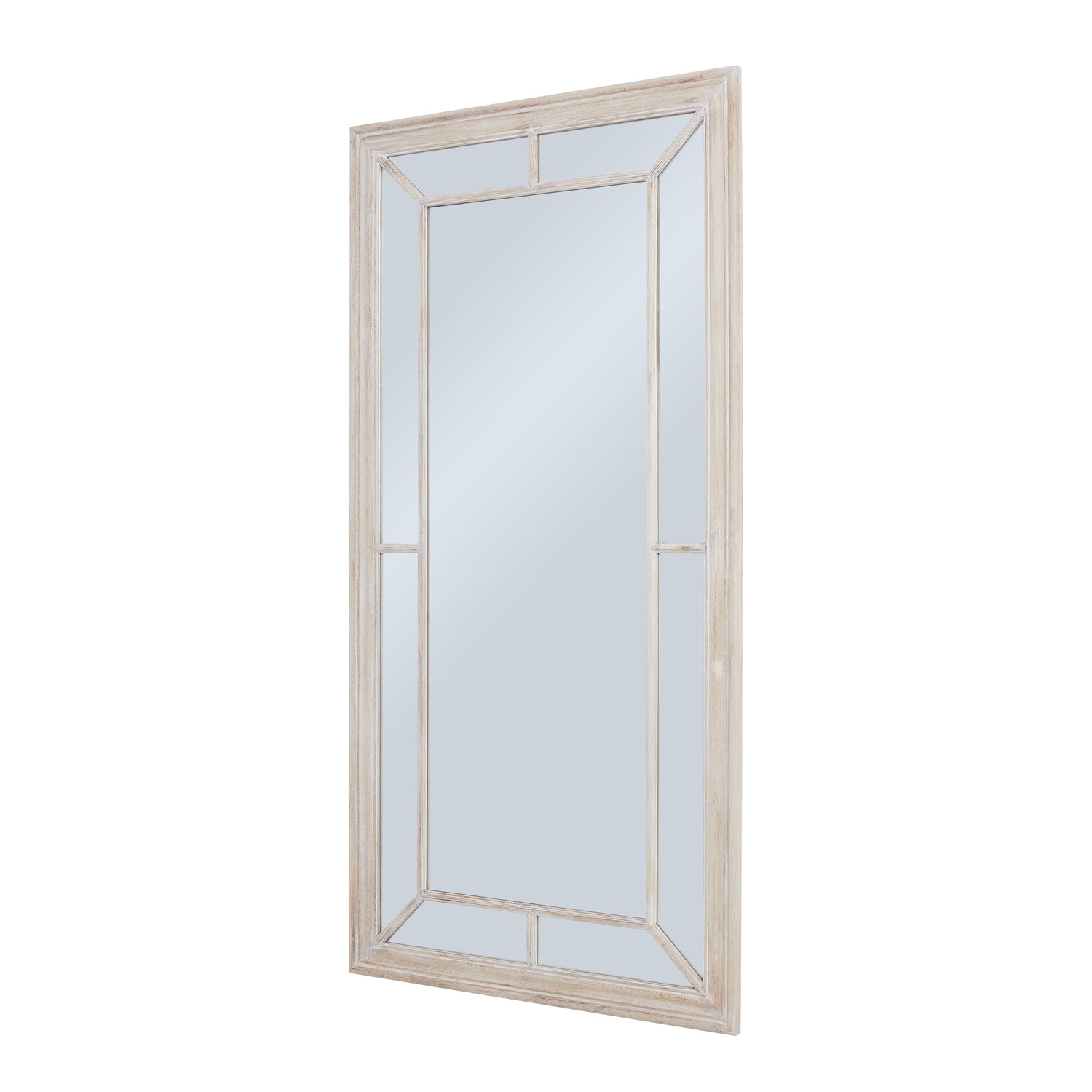 Large Washed Wood Framed Window Mirror – Architectural Wall Decor (200cm x 100cm)