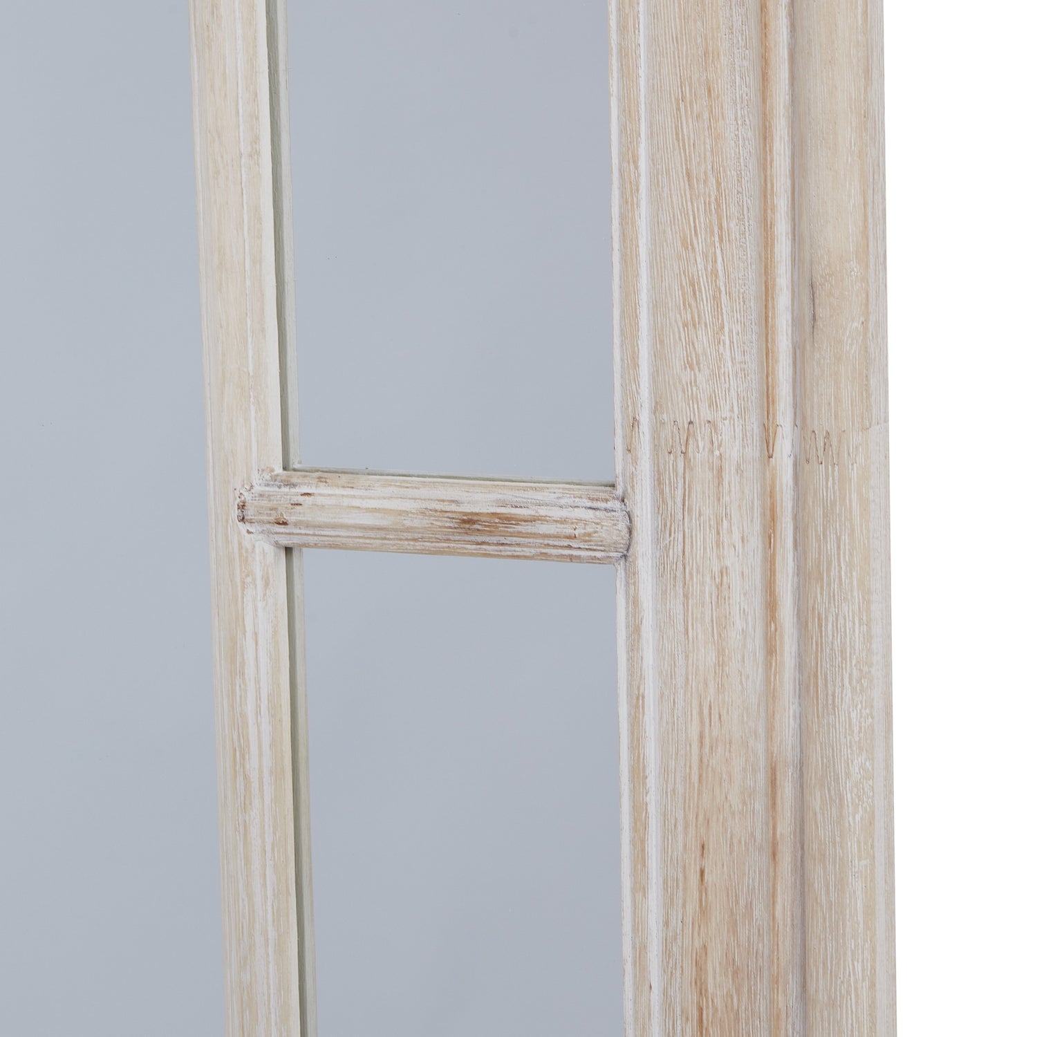 Large Washed Wood Framed Window Mirror – Architectural Wall Decor (200cm x 100cm)