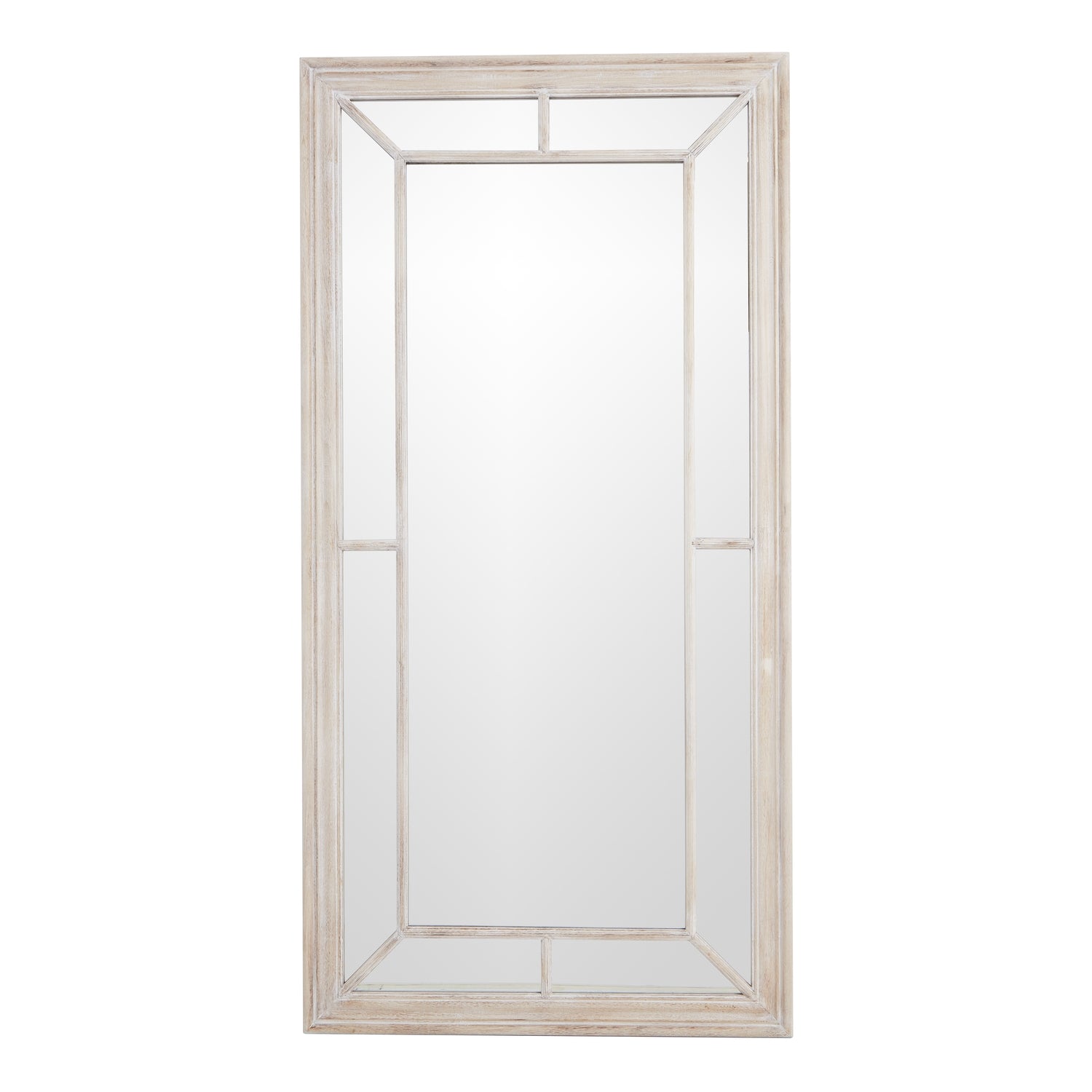 Large Washed Wood Framed Window Mirror - high quality decorative mirror