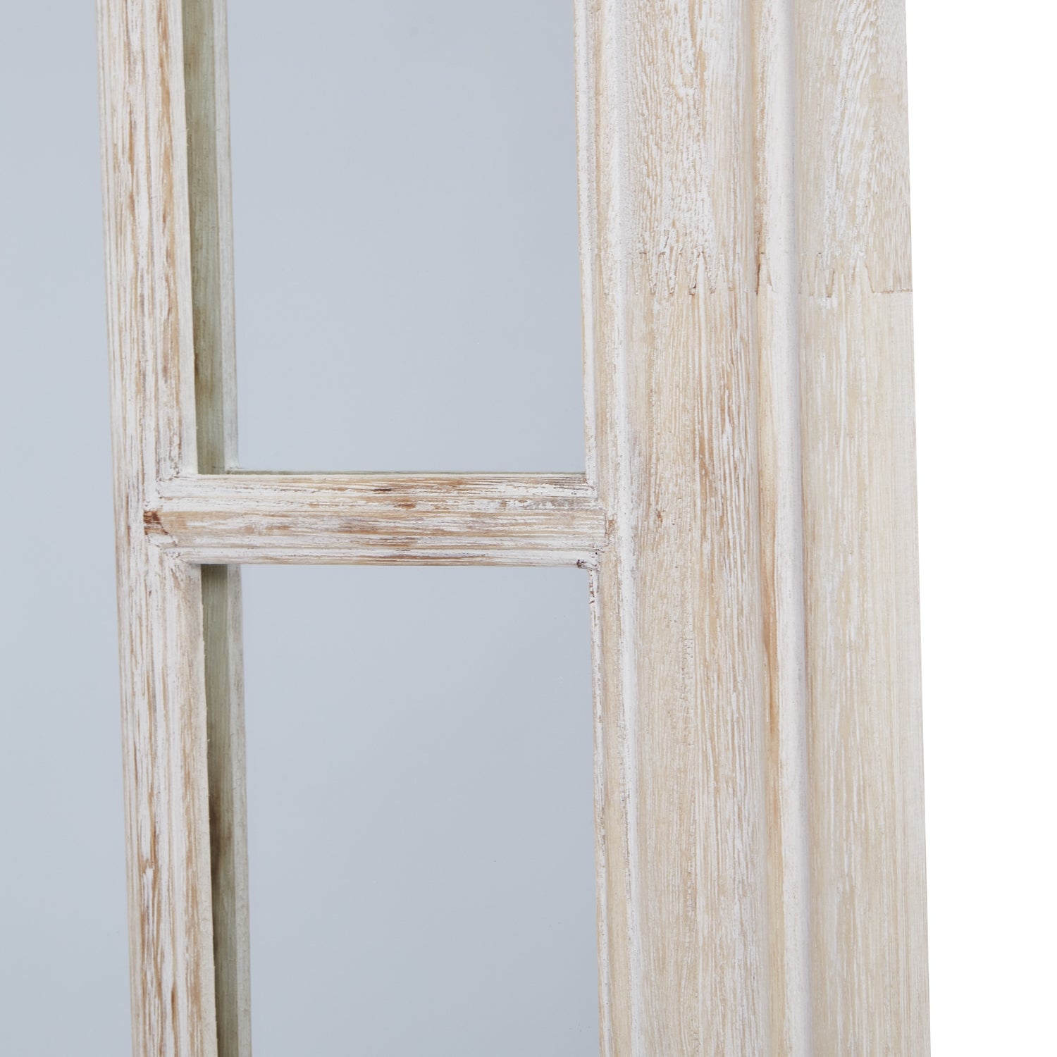 Washed Wood Framed Window Mirror 150cm Distressed finish Multi-panel design