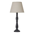 Ravenna Column Table Lamp with Distressed Black Base & Linen Shade