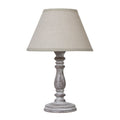 Rustic Weathered Setia Column Table Lamp with Natural Linen Shade – Gray Wash Finish