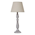 Dunum Column Table Lamp – Carved Detailing with Linen Shade