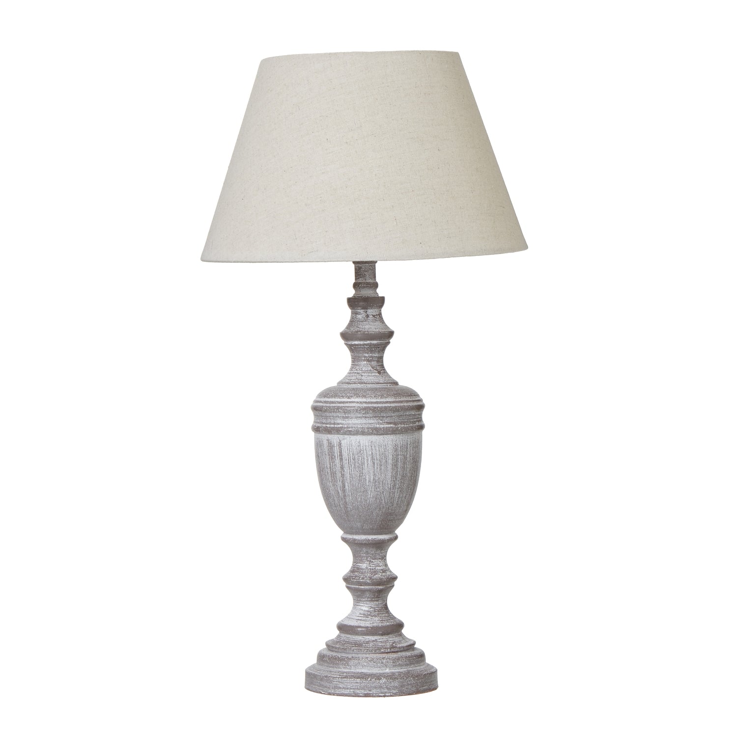 Nola Urn Table Lamp – Weathered Grey Base with Neutral Linen Shade