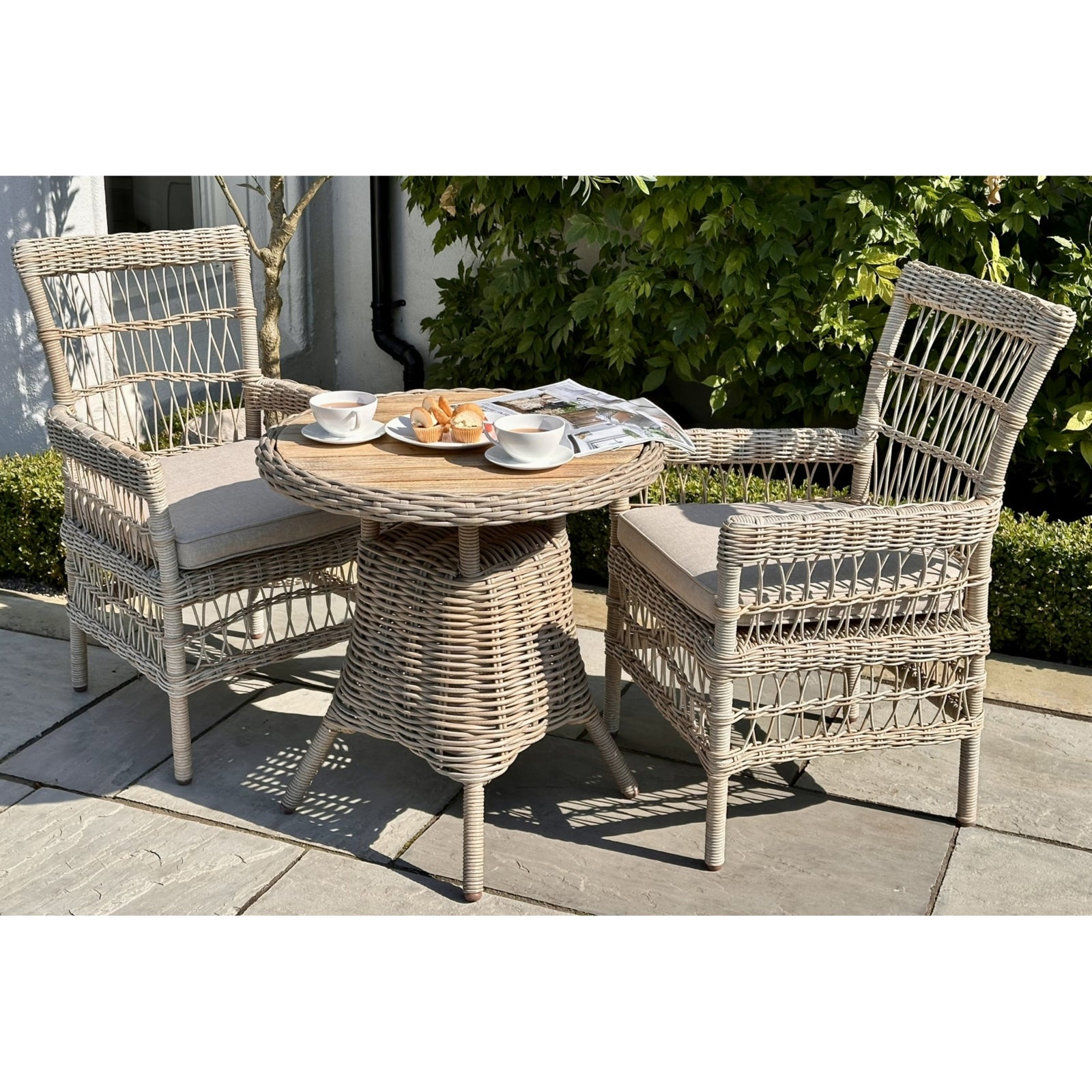 Amalfi Collection Outdoor Bistro Table – Wood Top, Weather-Resistant