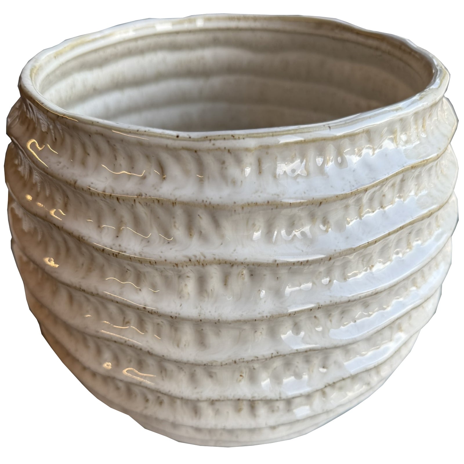 Pallida Ridged Pot Vase – Contemporary Textured Ceramic Centrepiece