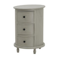 Camden Circular Three-Drawer Side Table | Grey Wood Storage Table