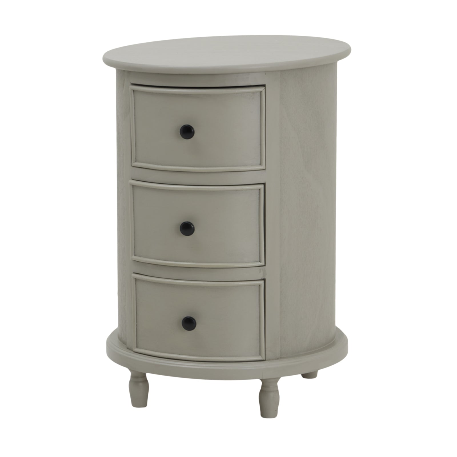 The Camden Collection Round 3 Drawer Side Table – Elegant Circular Storage for Stylish Homes