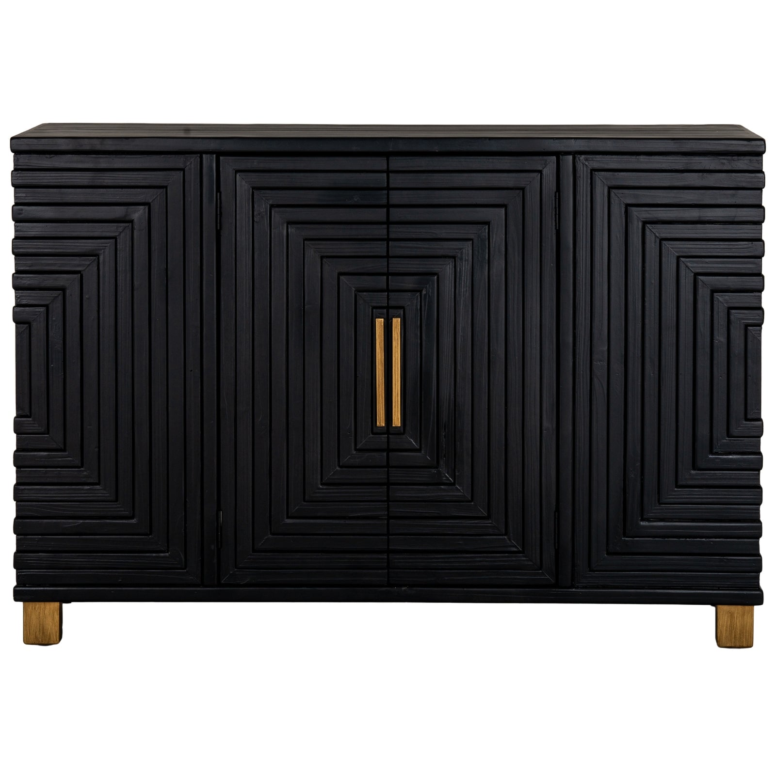 Lennox Black 2-Door Sideboard - Modern Noir & Gold Buffet (123cm)