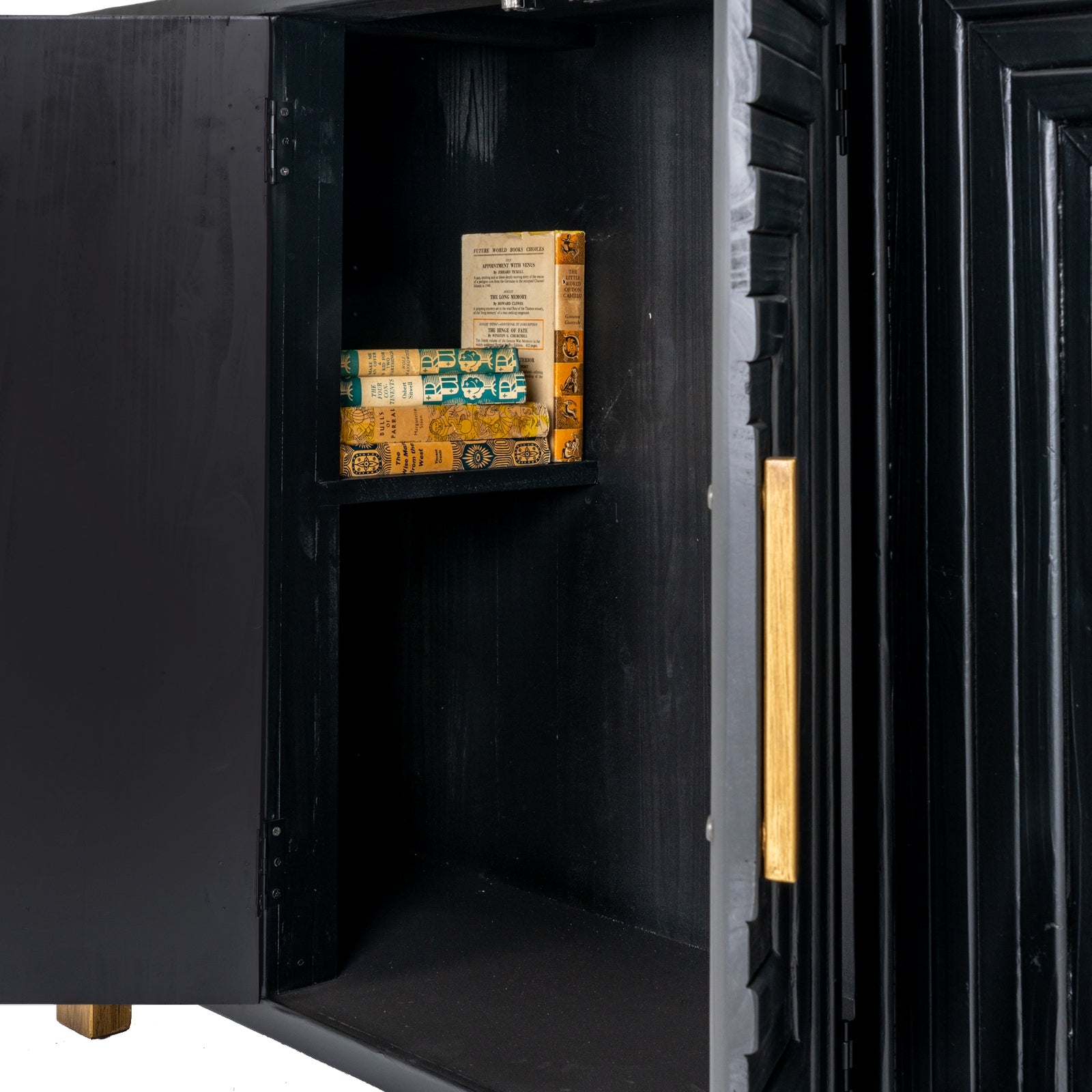 Lennox Black 2-Door Sideboard - Modern Noir & Gold Buffet (123cm)