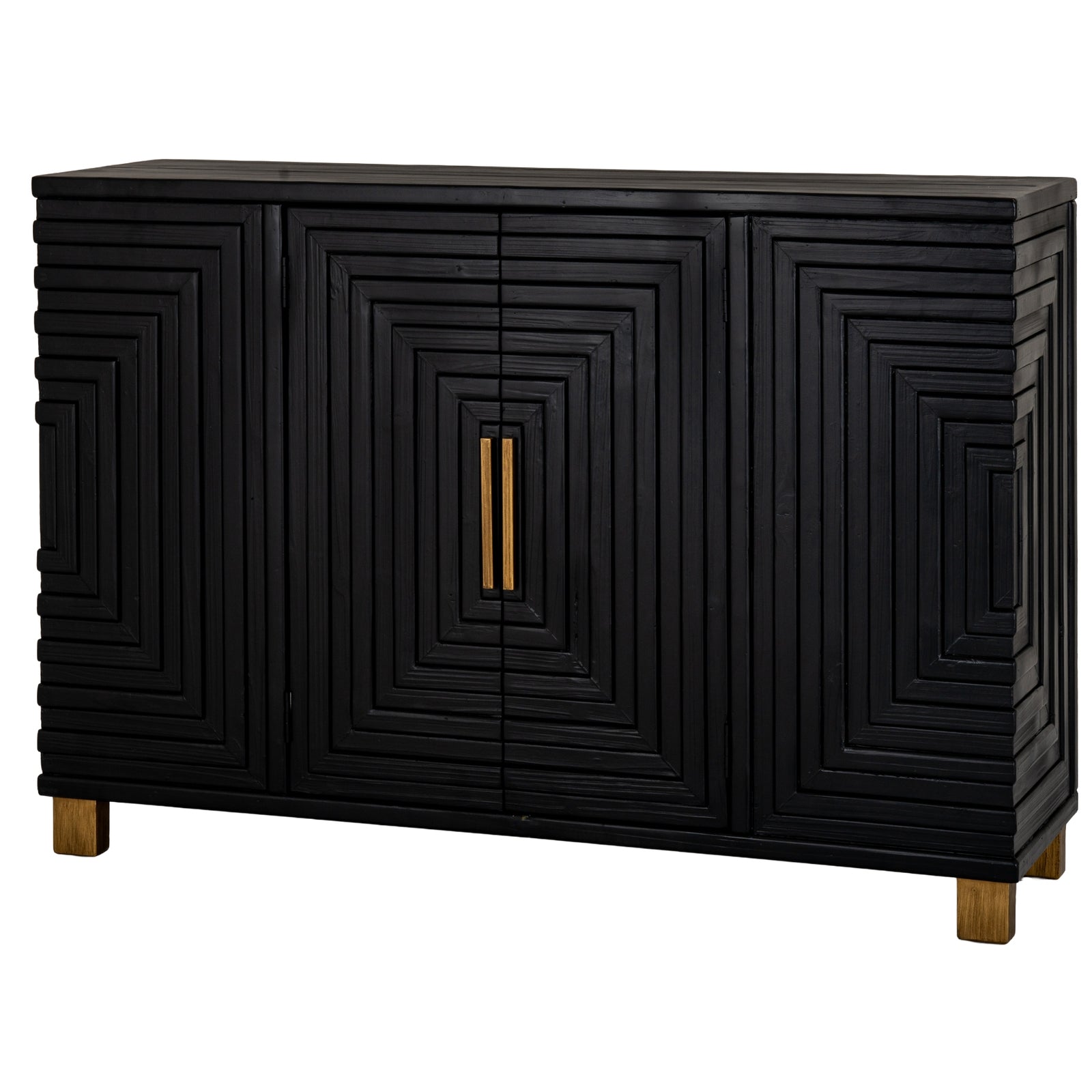 Lennox Black 2-Door Sideboard - Modern Noir & Gold Buffet (123cm)