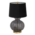 Luxton Table Lamp – Fluted Glass Base with Black Velvet Shade | Modern Luxury Lighting