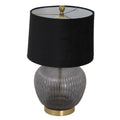 Luxton Table Lamp – Ribbed Glass Base with Black Velvet Shade | Modern & Elegant Table Lighting