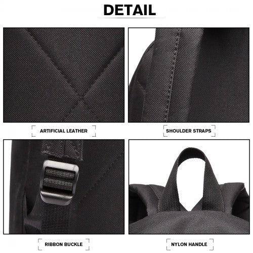 Miss Lulu Classic Large Capacity Unisex Everyday Backpack - Black