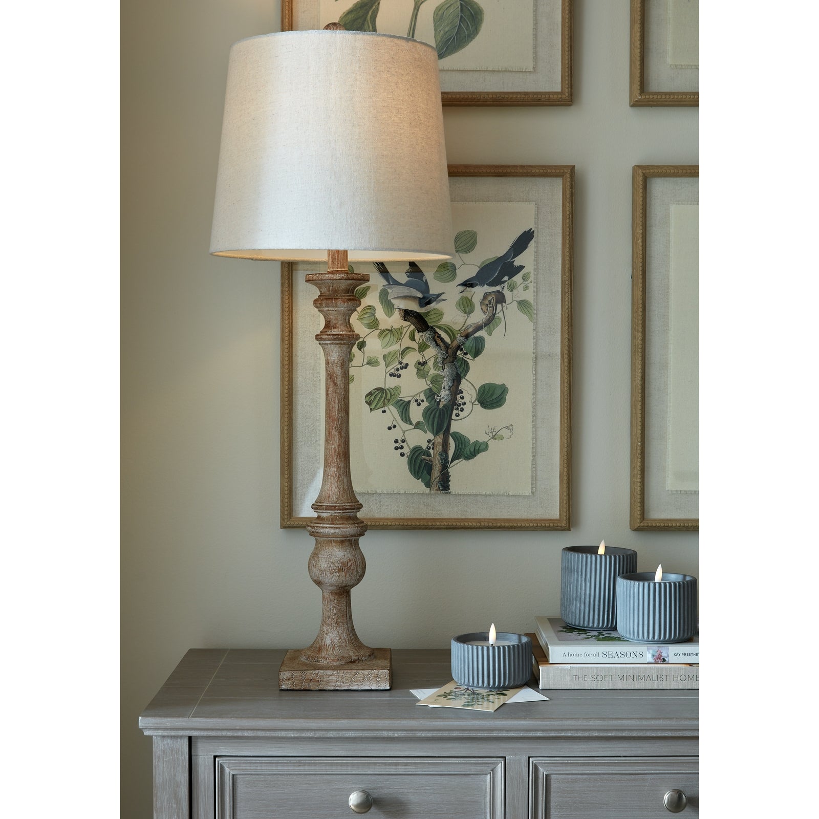 Pallido Table Lamp – Candlestick Design with Linen Shade | Timeless Metallic Finish