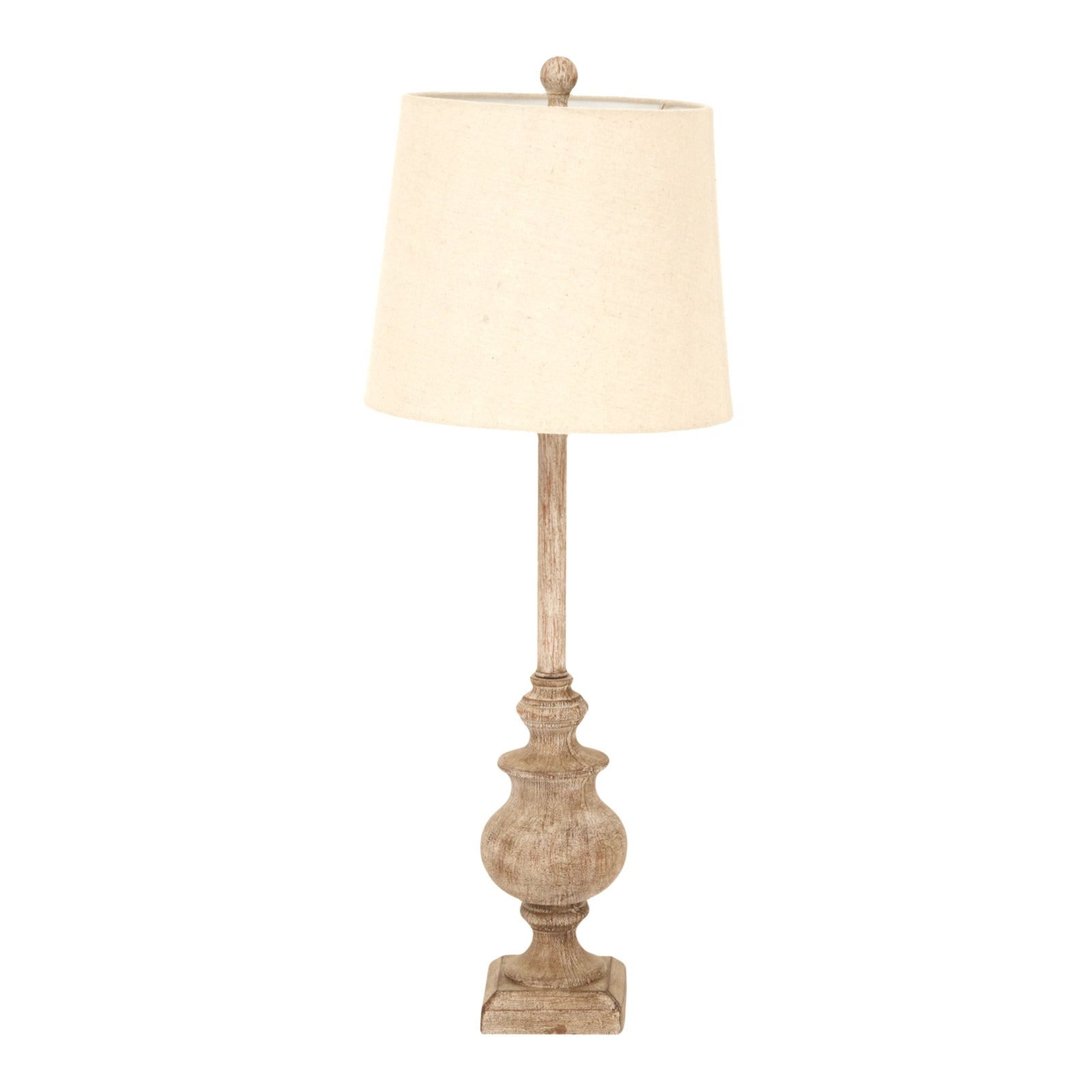 Statuesque Candlestick Table Lamp – Refined Design with Neutral Linen Shade | Classic & Modern Lighting