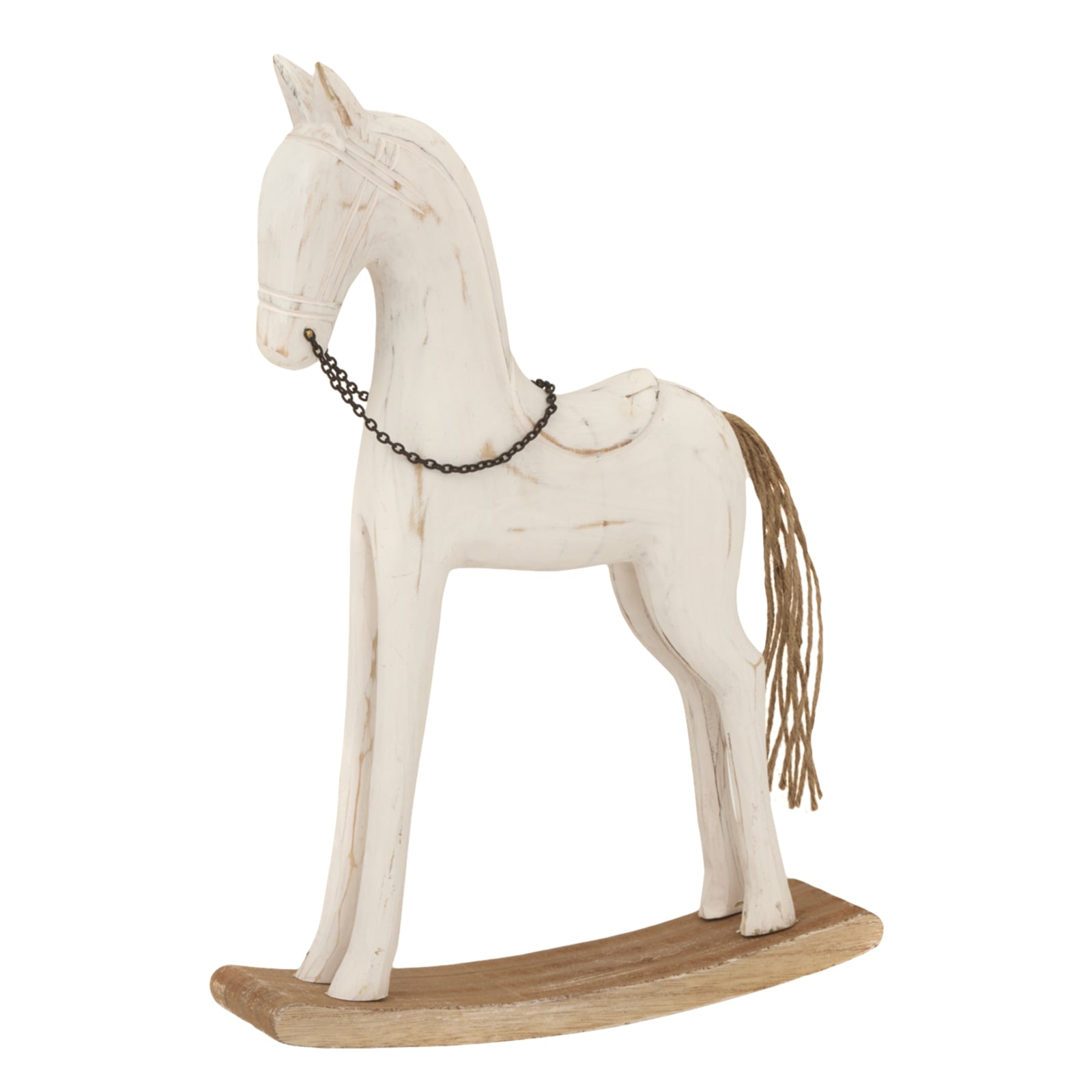 Large Whitewashed Rustic Rocking Horse