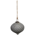 Grey Metallic Collection Large Teardrop Combe Bauble