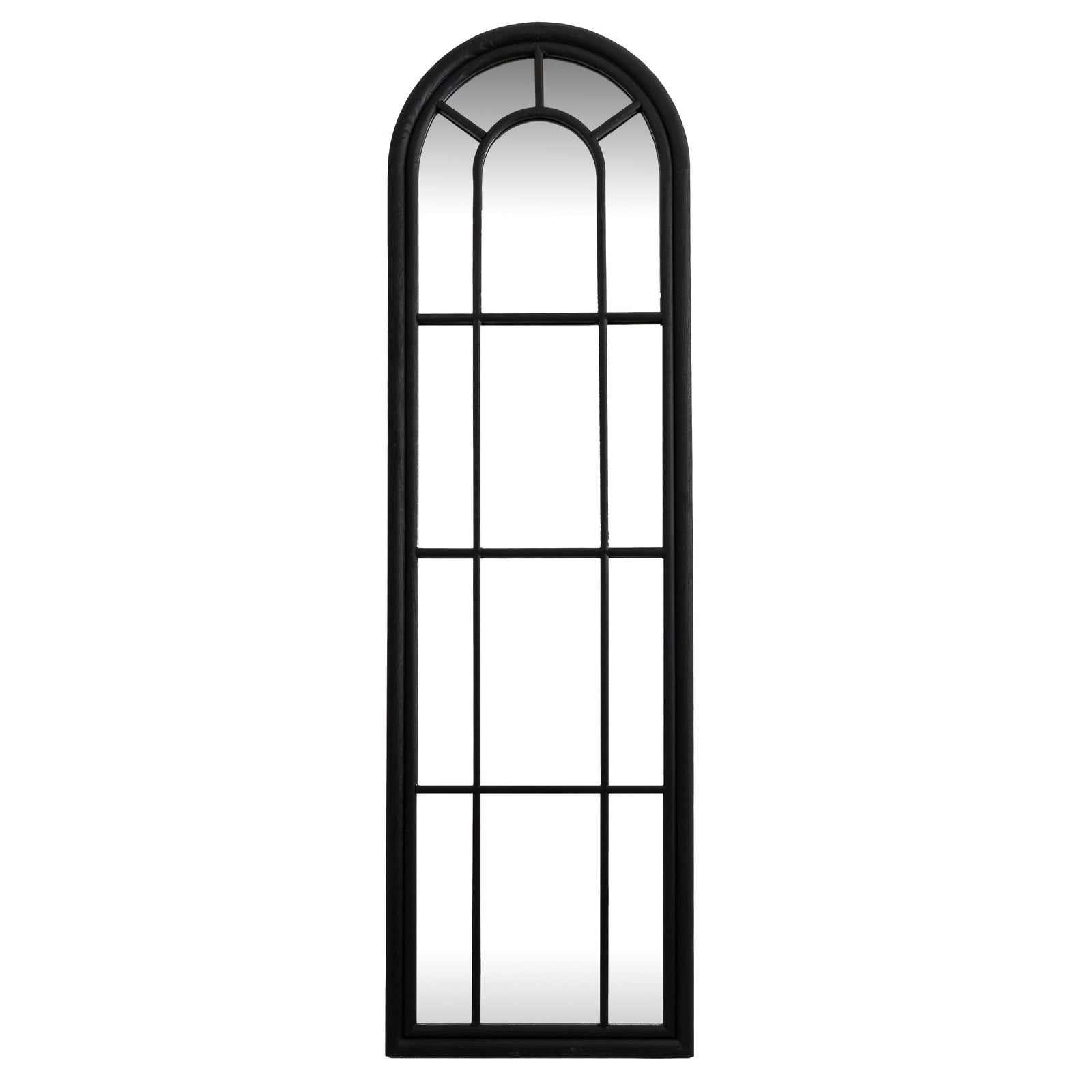 Black Wood Tall Arched Window Mirror - high quality decorative mirror