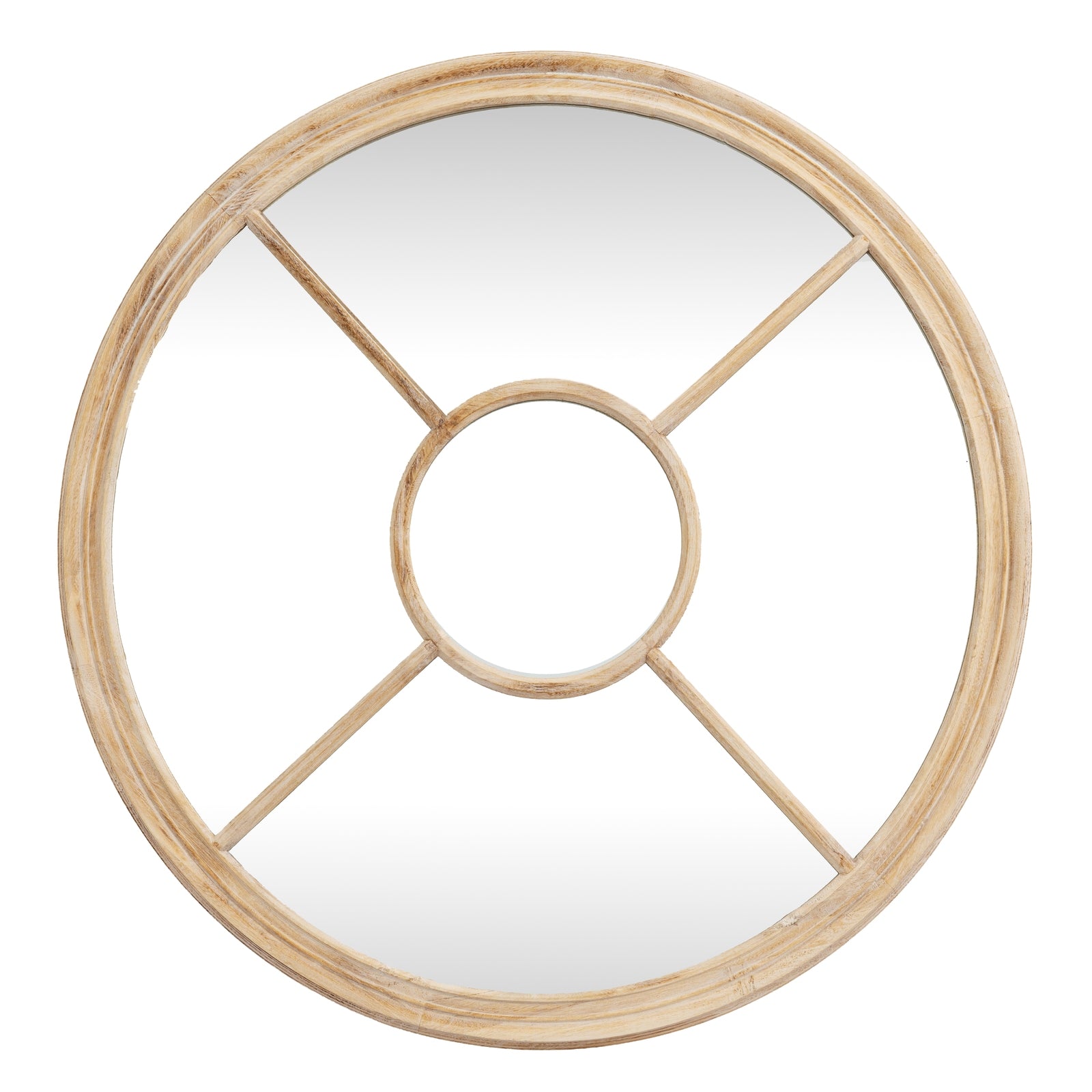 Washed Wood Round Window Mirror - high quality decorative mirror
