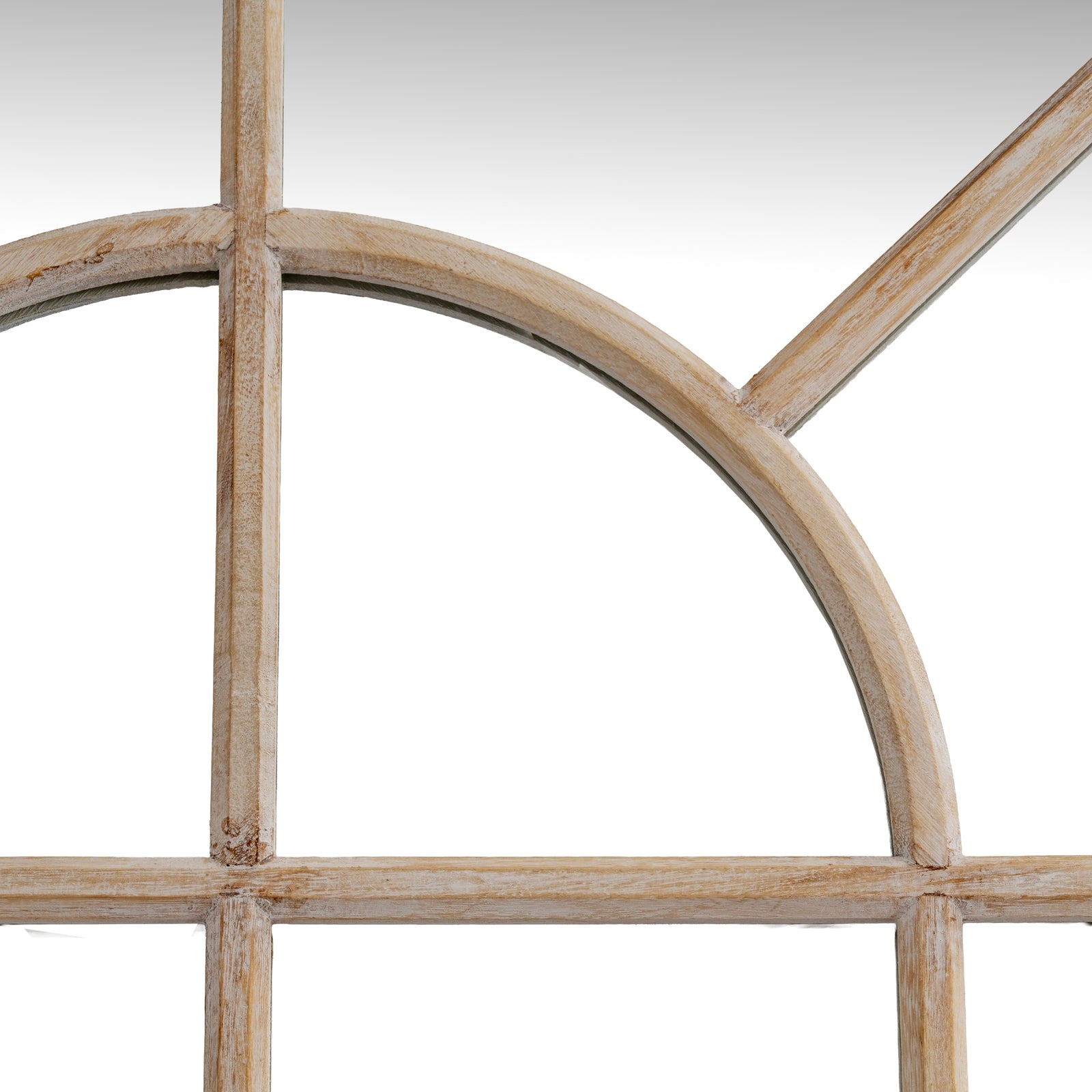 Washed Wood Arched Window Mirror 135cm Weathered timber construction